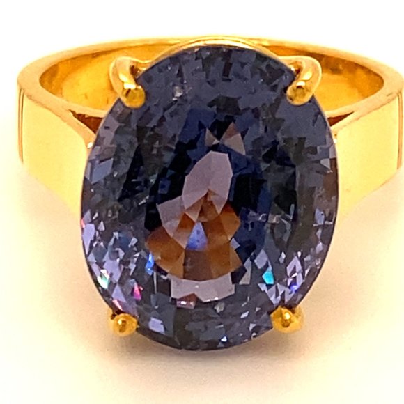 GIA Certified Color Change Spinel 14.00ct 22K Ring - Picture 10 of 11
